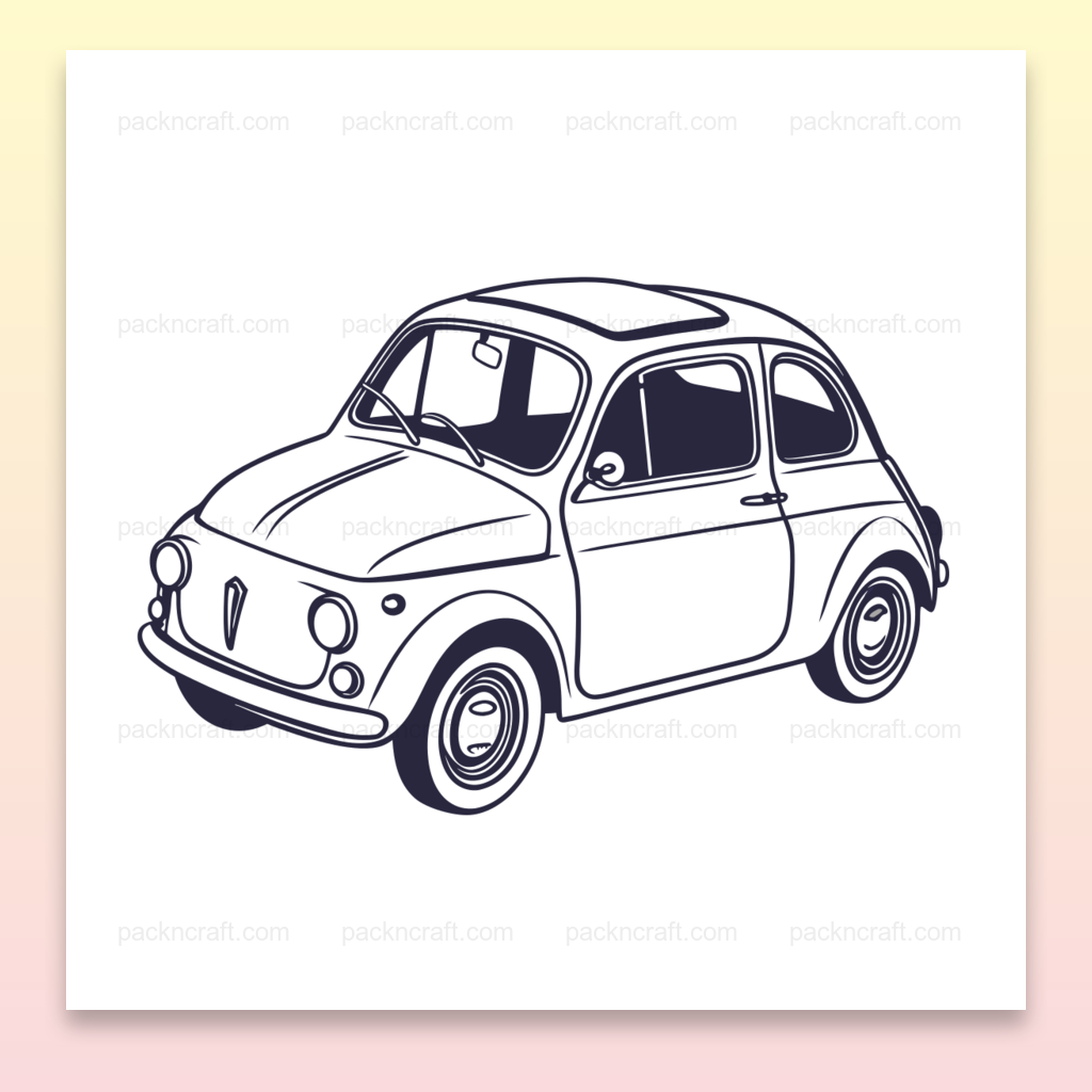 Voiture Vintage Rétro | Ligne Fluide SVG | Thème Rétro