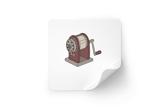 Sticker au design rétro avec moulin à manivelle vintage et touche nostalgique