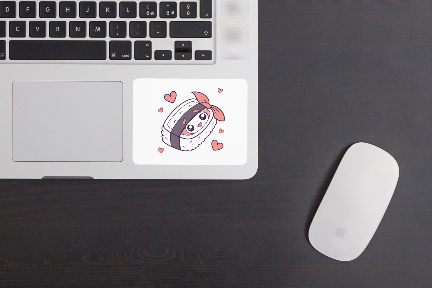 Sticker mignon représentant un sushi amoureux au style gourmand et adorable