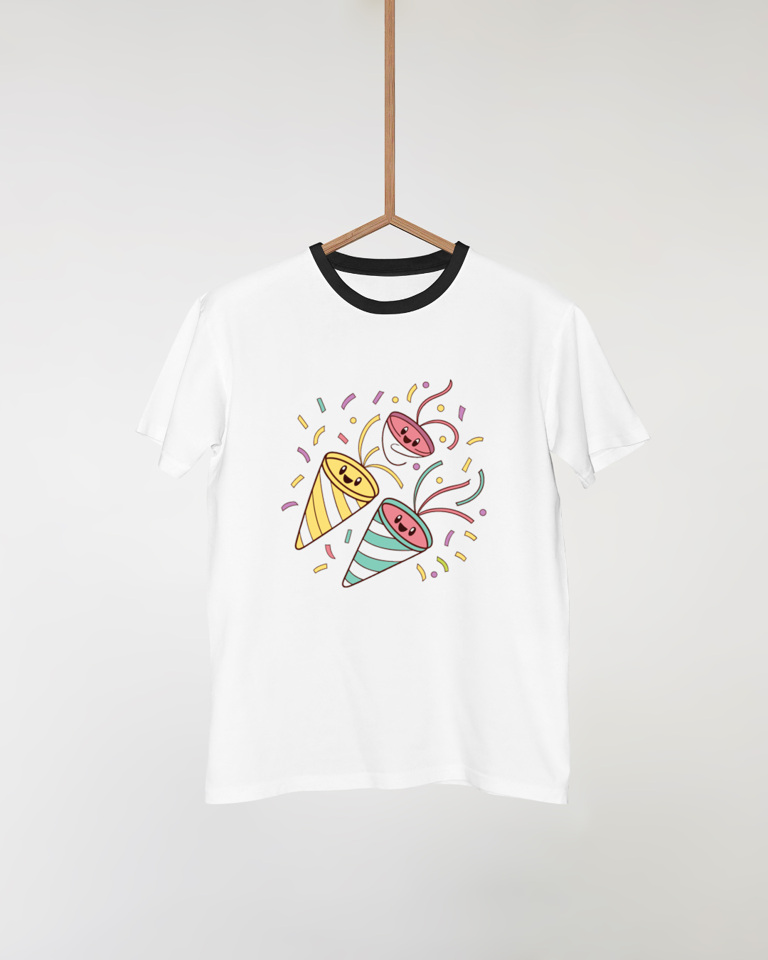 T-shirt imprimé de motifs de confettis kawaii amusants