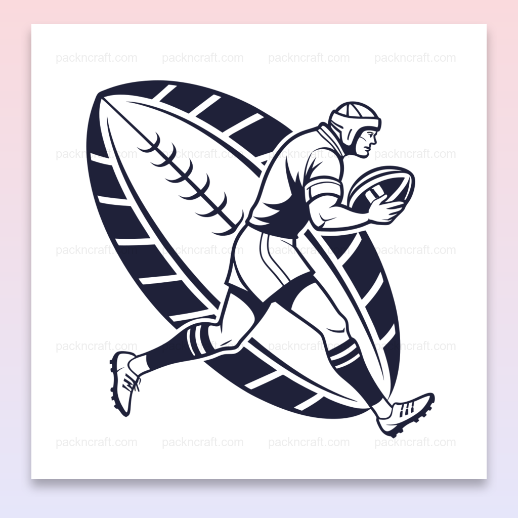 Image vectorielle d'un joueur de rugby en action, idéale pour projets de sport.