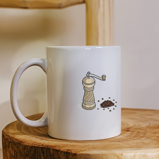 Mug avec design doodle de moulin à poivre pour une touche créative en cuisine