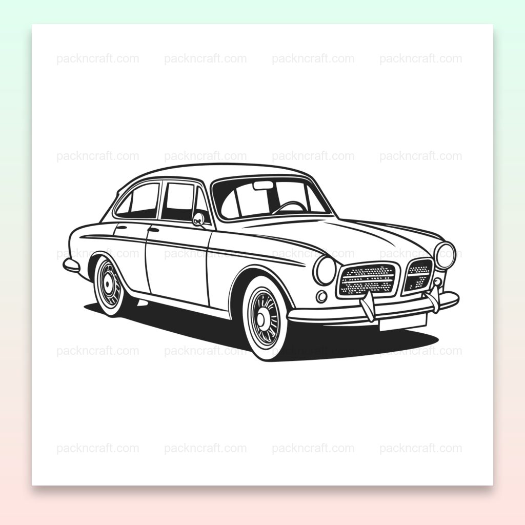 Illustration vectorielle vintage de la Volvo Amazon des années 60, idéale pour projets créatifs.