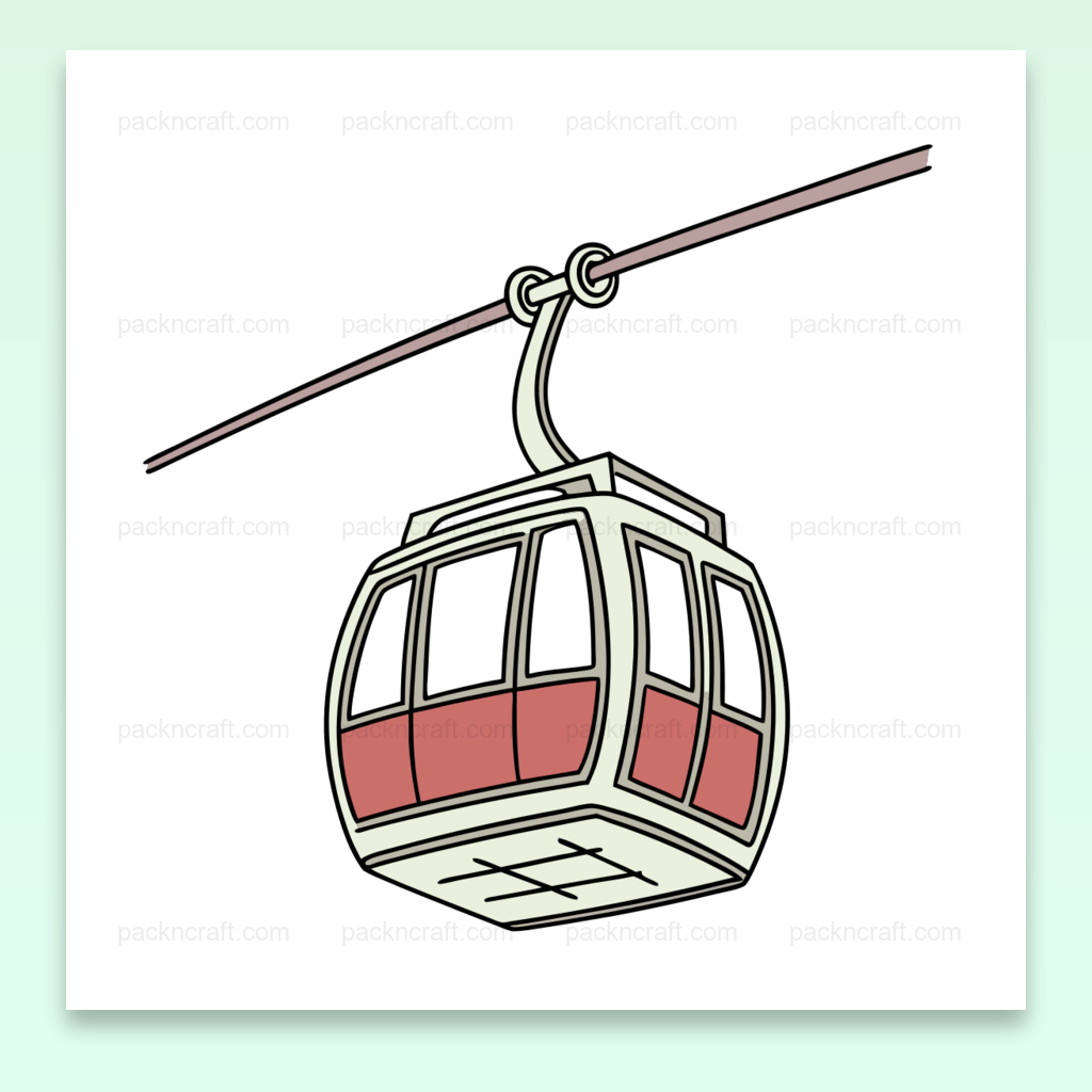 Illustration vectorielle stylisée d'une télécabine en mouvement pour projets créatifs.
