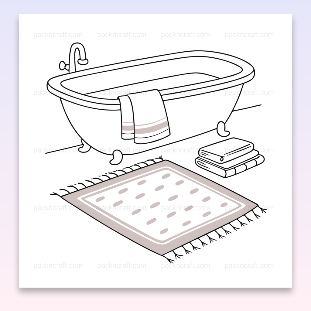 Illustration minimaliste de bain relaxant, usage décoratif et éducatif
