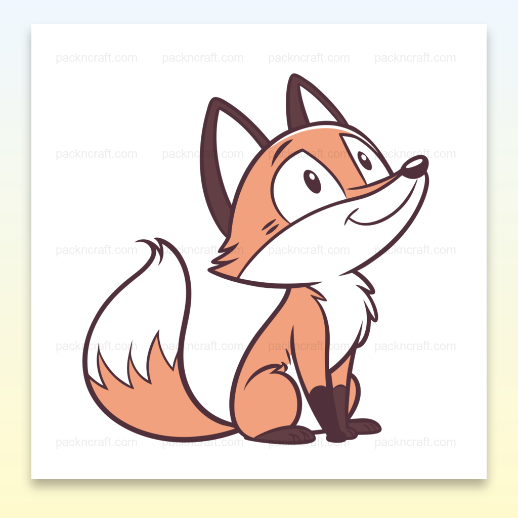 Illustration de renard curieux assis en style cartoon pour projets DIY et éducatifs