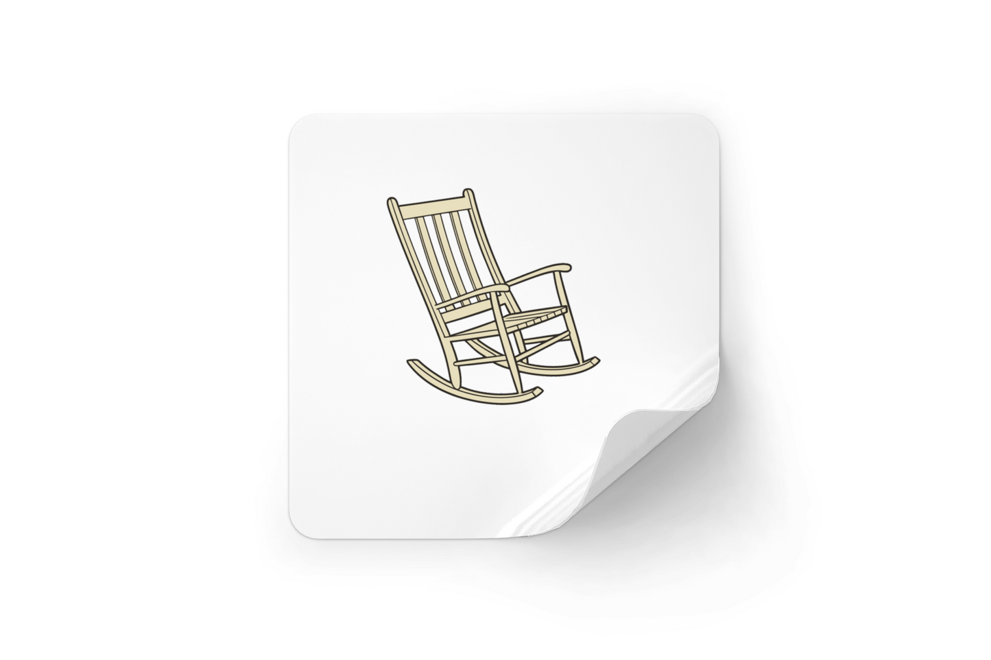 Sticker rétro avec fauteuil à bascule élégant dans une ambiance détendue