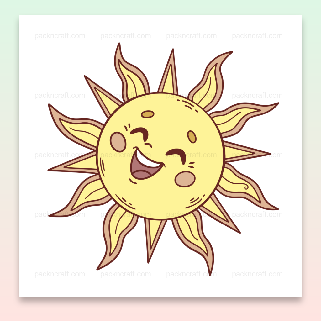 Illustration numérique d'un soleil rieur, idéale pour des projets créatifs enfantins et joyeux.