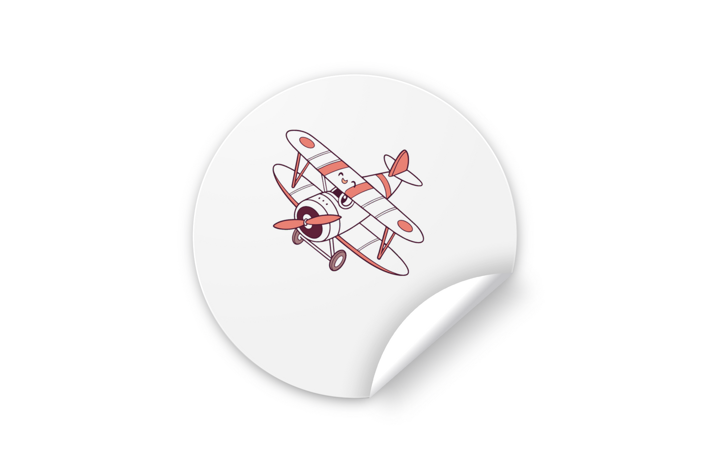 Sticker avec adorable icône d'avion joyeux en vol dans un style ludique et aérien
