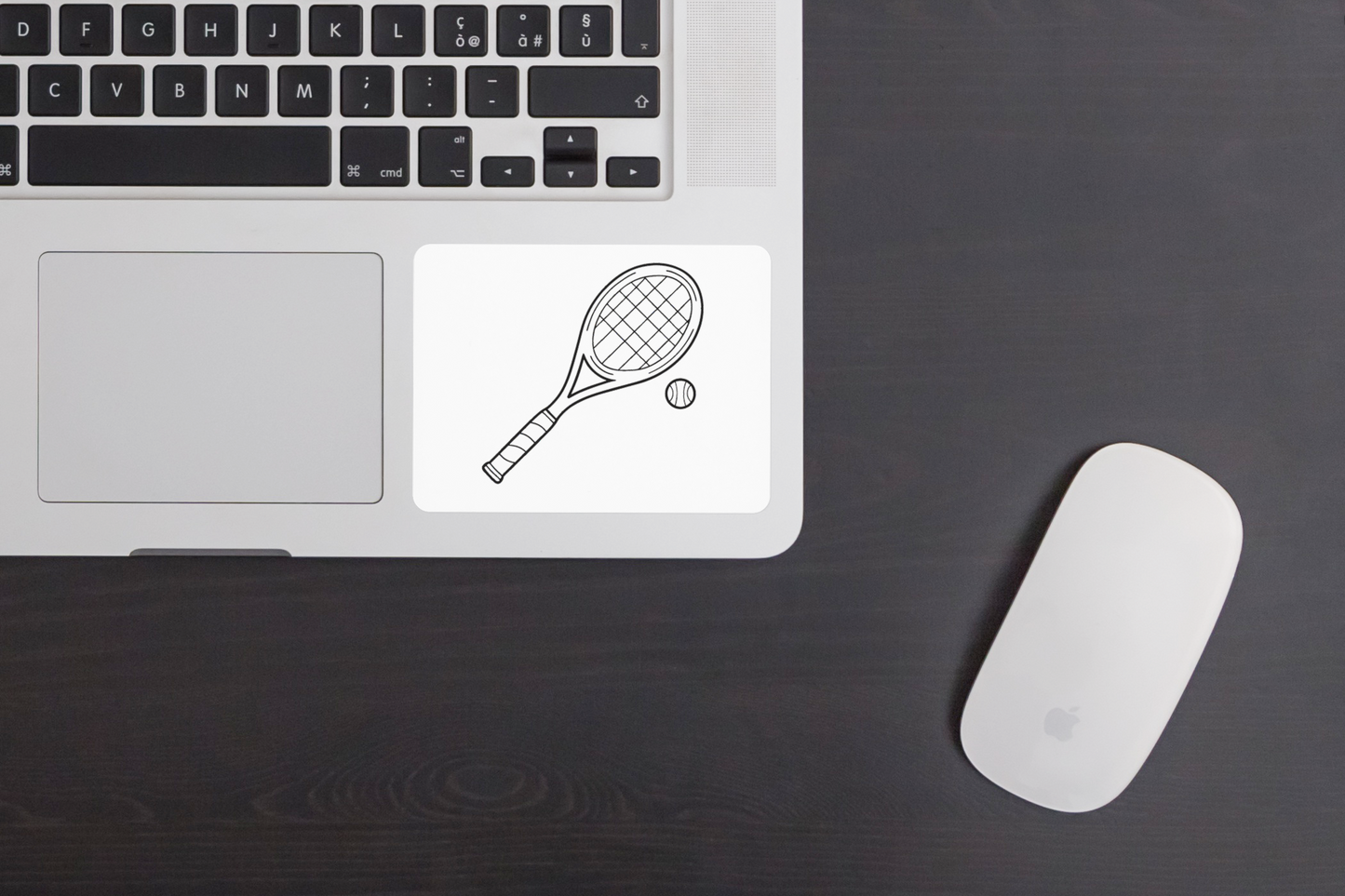 Sticker avec raquette de tennis animé en style minimaliste pour les amateurs de sport