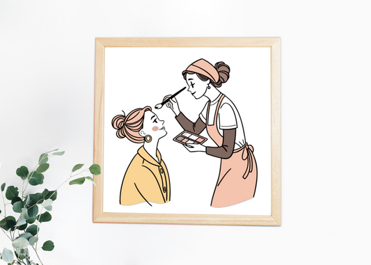 Artiste maquilleuse appliquant du blush | Style rétro | Thème beauté