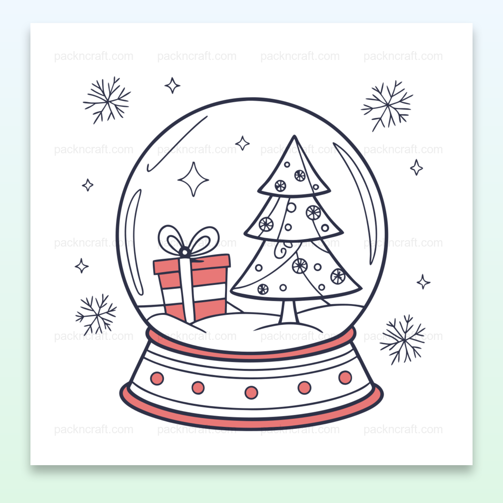 Illustration festive avec boule à neige de Noël en SVG pour déco et DIY