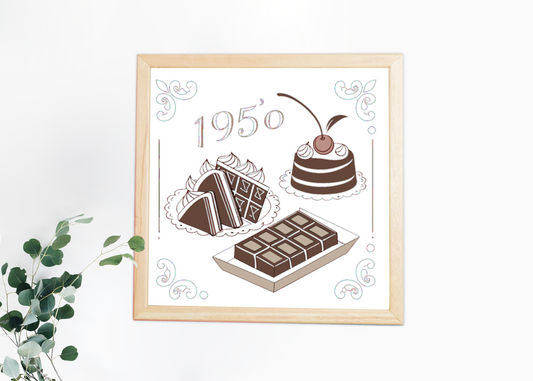 Cadre vintage mettant en scène des desserts chocolat