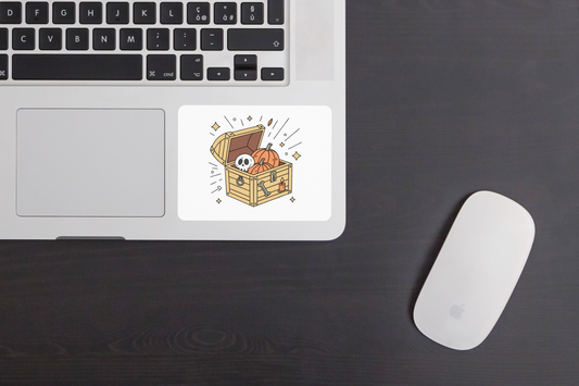 Sticker sur fond blanc avec motif mystérieux d'Halloween, ambiance magique et effrayante