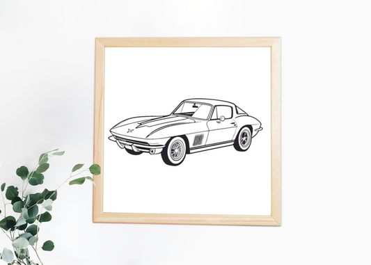 Corvette C2 en Vitesse | SVG Vintage | Design Rétro