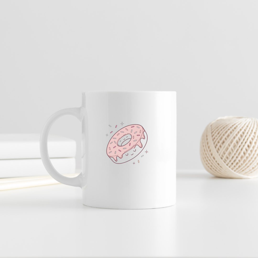 Motif de mug doughnut kawaii pour cadeaux uniques.