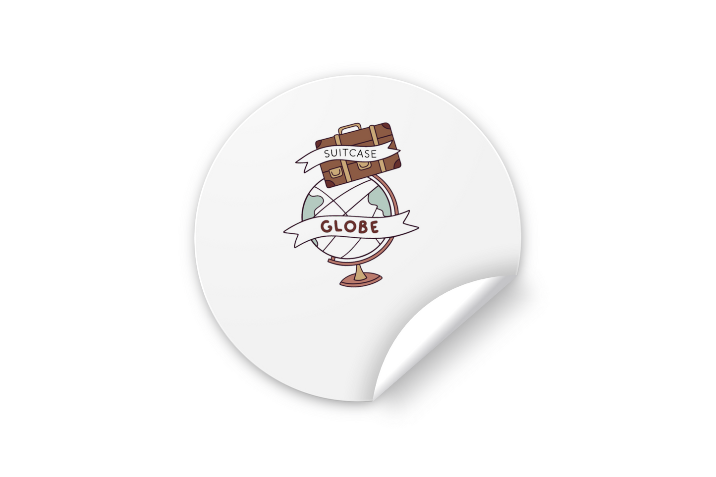 Sticker aventure avec icône valise sur globe dans un style inspirant et moderne