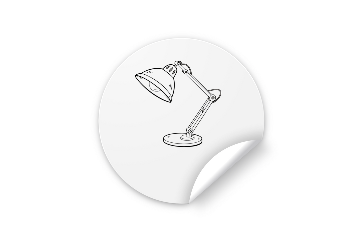 Sticker avec icône minimaliste de lampe de bureau sur fond neutre
