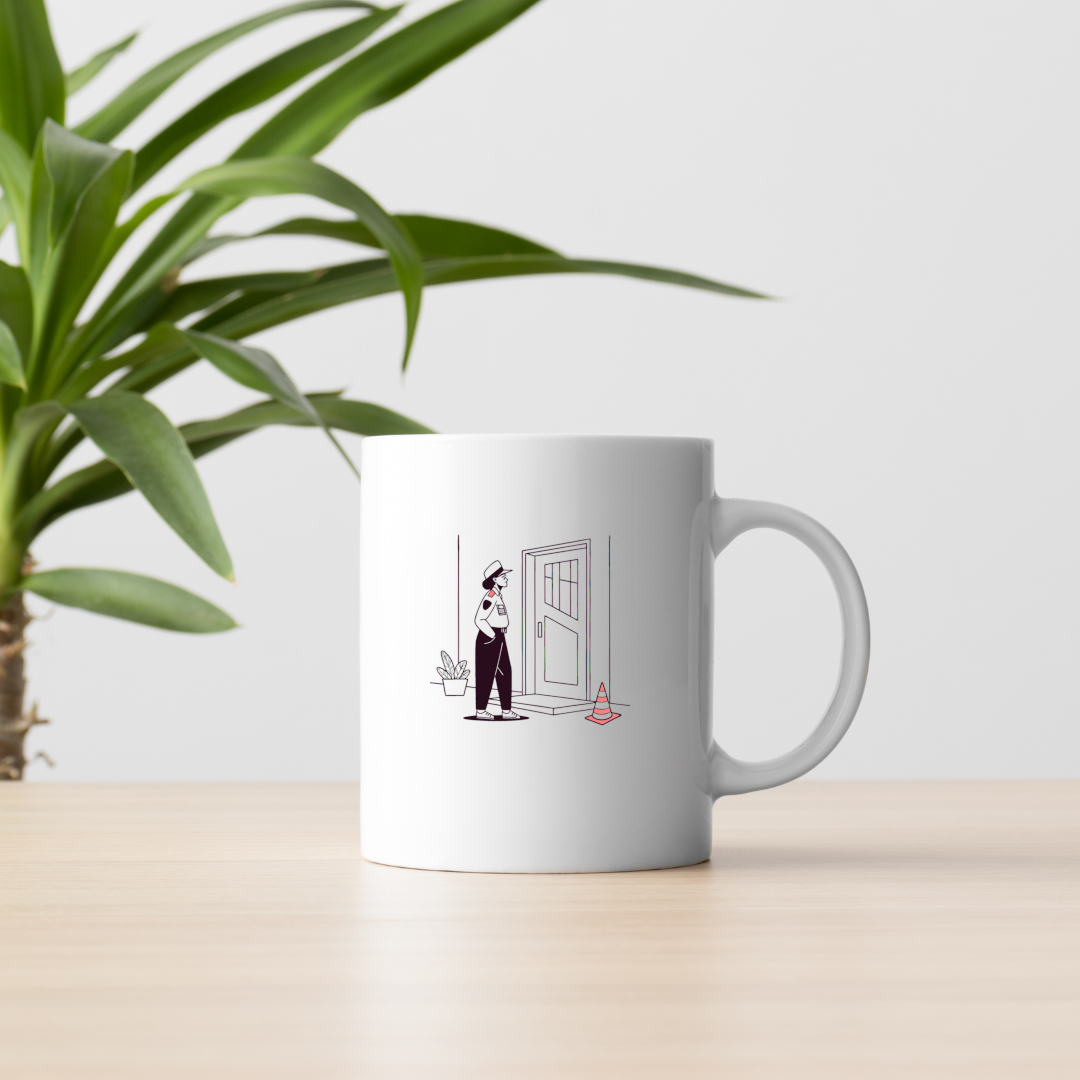 Agent de Sécurité au Poste | SVG Linéaire | Thème Urbain