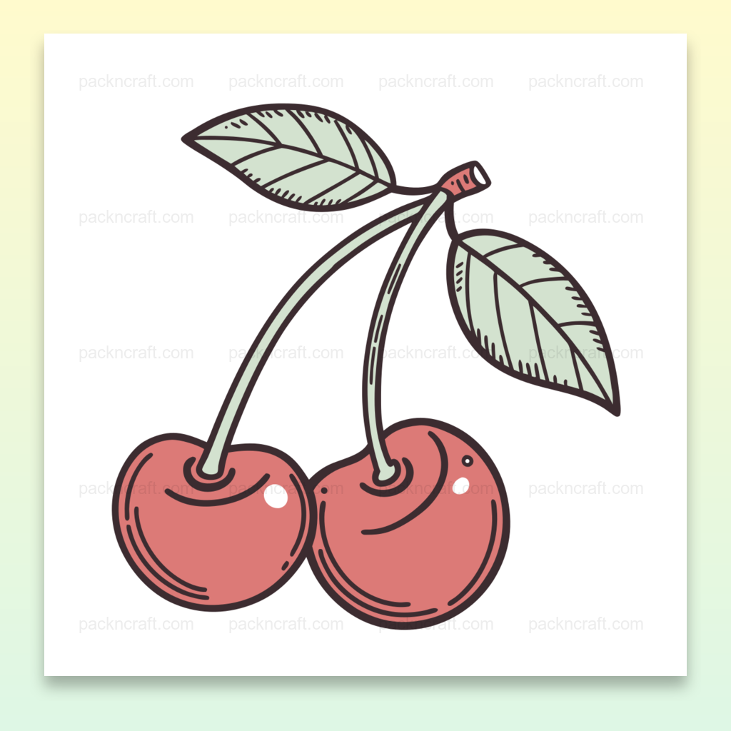 Illustration de cerises rigolotes en style doodle pour projets créatifs et éducatifs.