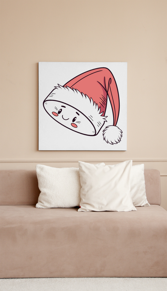 Cadre festif avec un doodle de bonnet de Noël souriant pour les fêtes