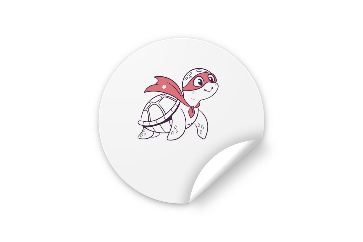 Sticker coloré représentant une tortue joyeuse dans un style aventureux enfantin