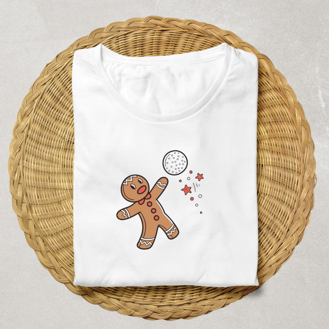 Design numérique de bonhomme pain d'épices sur t-shirt festif de Noël
