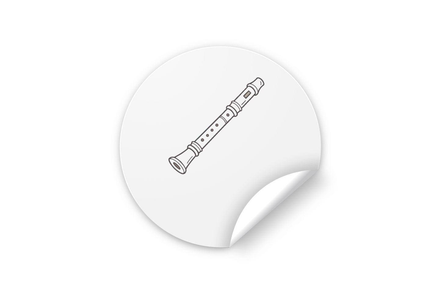 Sticker aux lignes épurées évoquant une flûte harmonieuse sur un fond musical