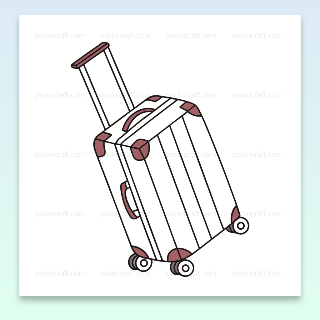 Illustration de valise prête pour l'aventure, style doodle, pour projets créatifs.