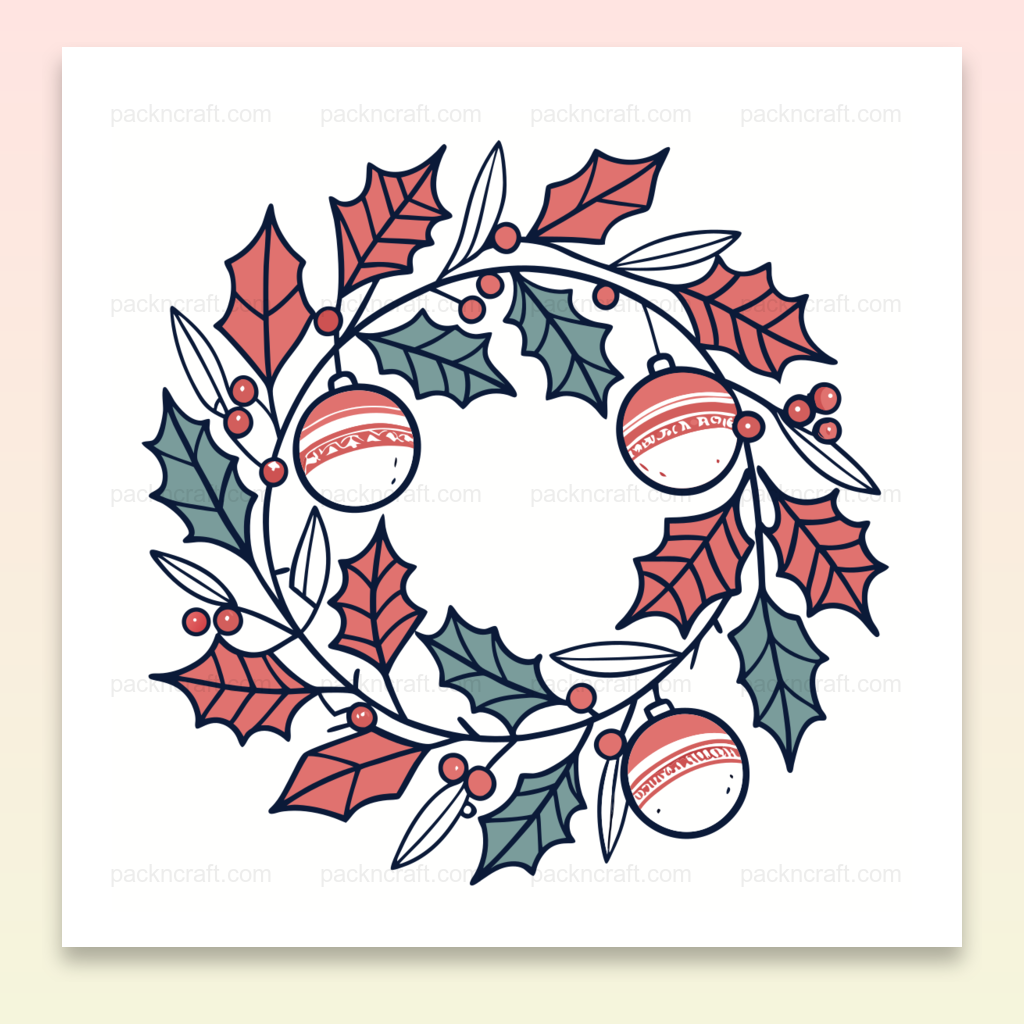 Illustration vectorielle de couronne de houx festive pour Noël, fichier numérique imprimable.