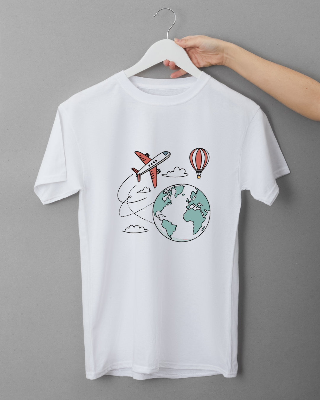 T-shirt avec motif avion style doodle pour les globe-trotteurs modernes