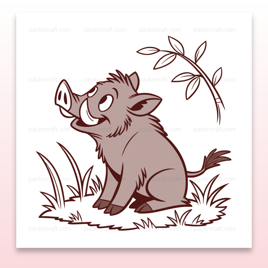 Illustration vectorielle d'un sanglier joyeux dans les herbes pour déco et DIY