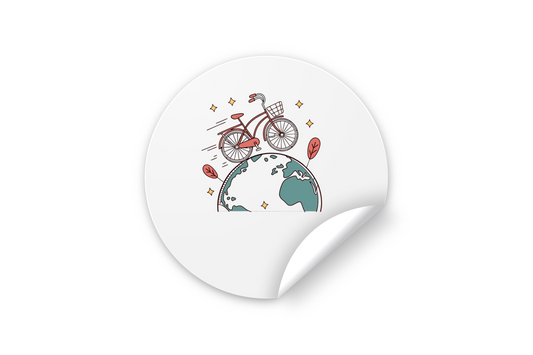 Sticker avec design vintage de vélo en mouvement pour une ambiance aventureuse