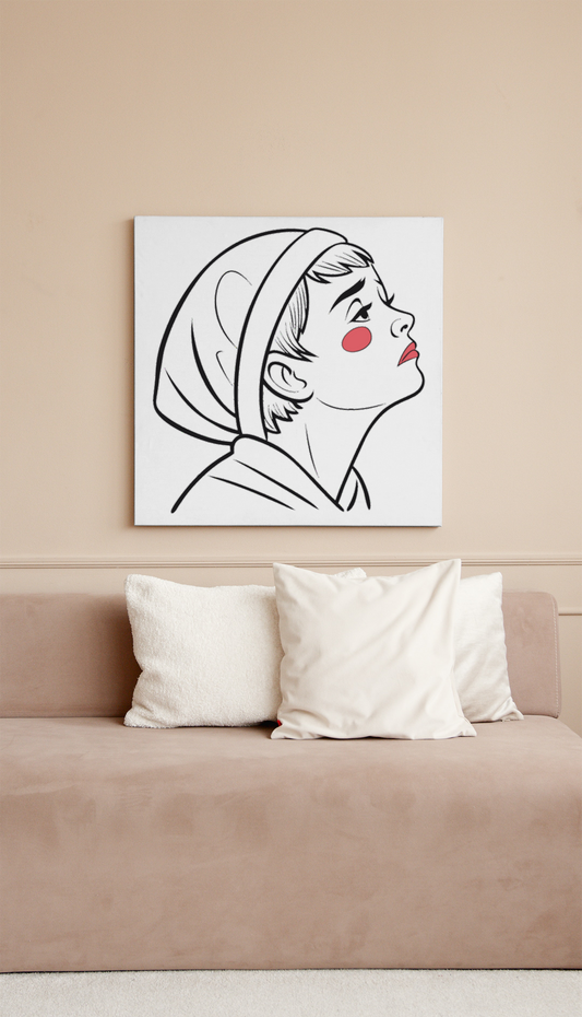 Cadre décoratif avec garçon en contemplation dessin poétique et rêveur