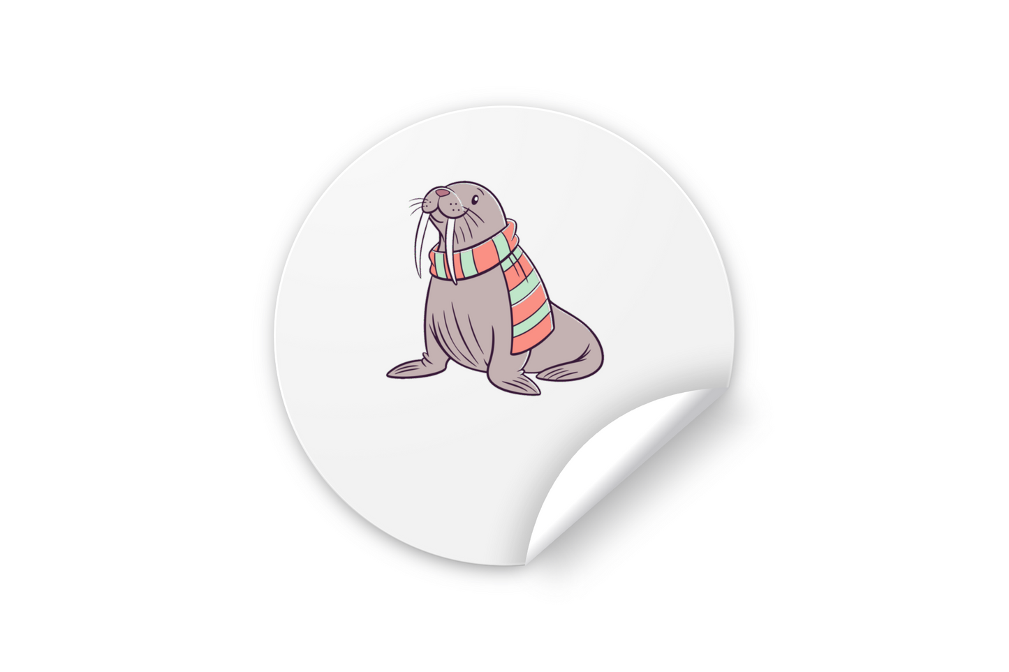 Sticker avec morse cosy en écharpe colorée pour thème hiver