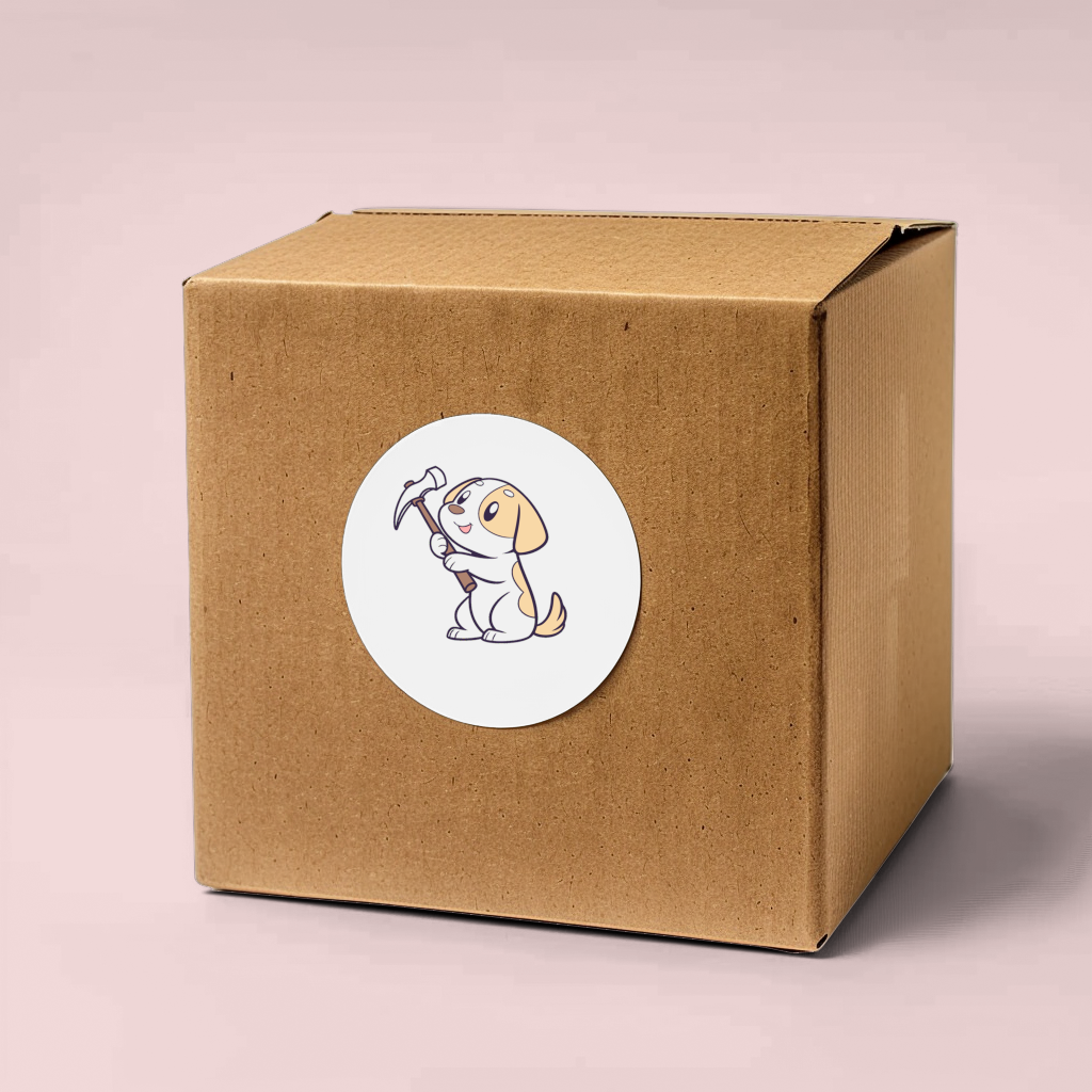 Sticker humoristique avec chiot espiègle style cartoon pour une aventure joyeuse