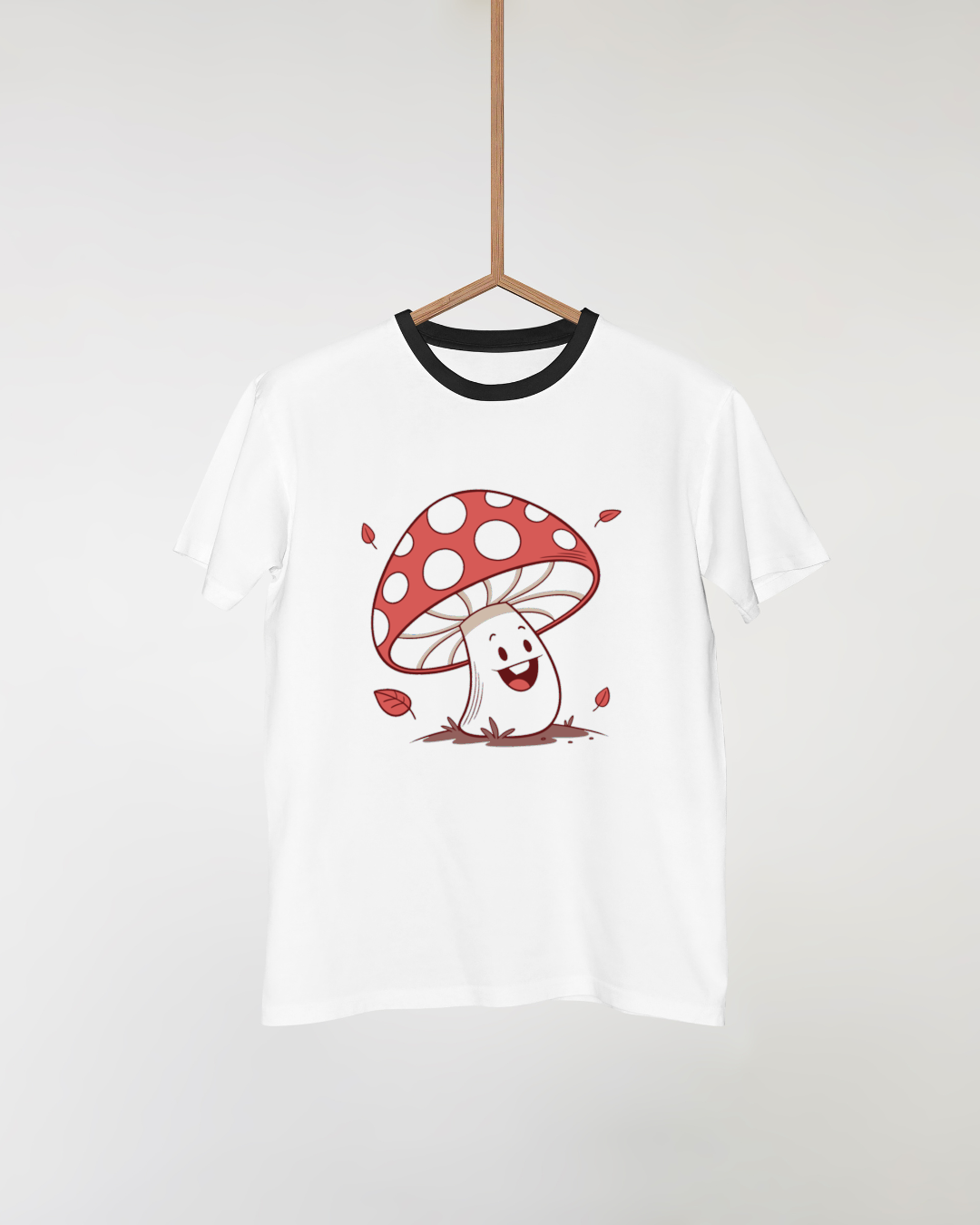 T-shirt avec motif champignon joyeux sur fond automnal coloré