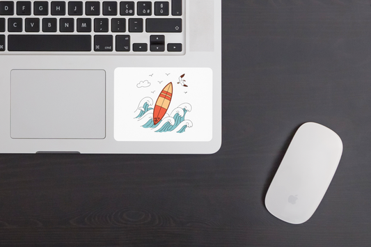 Sticker au style marin mettant en scène une icône de surf dynamique et aventureux