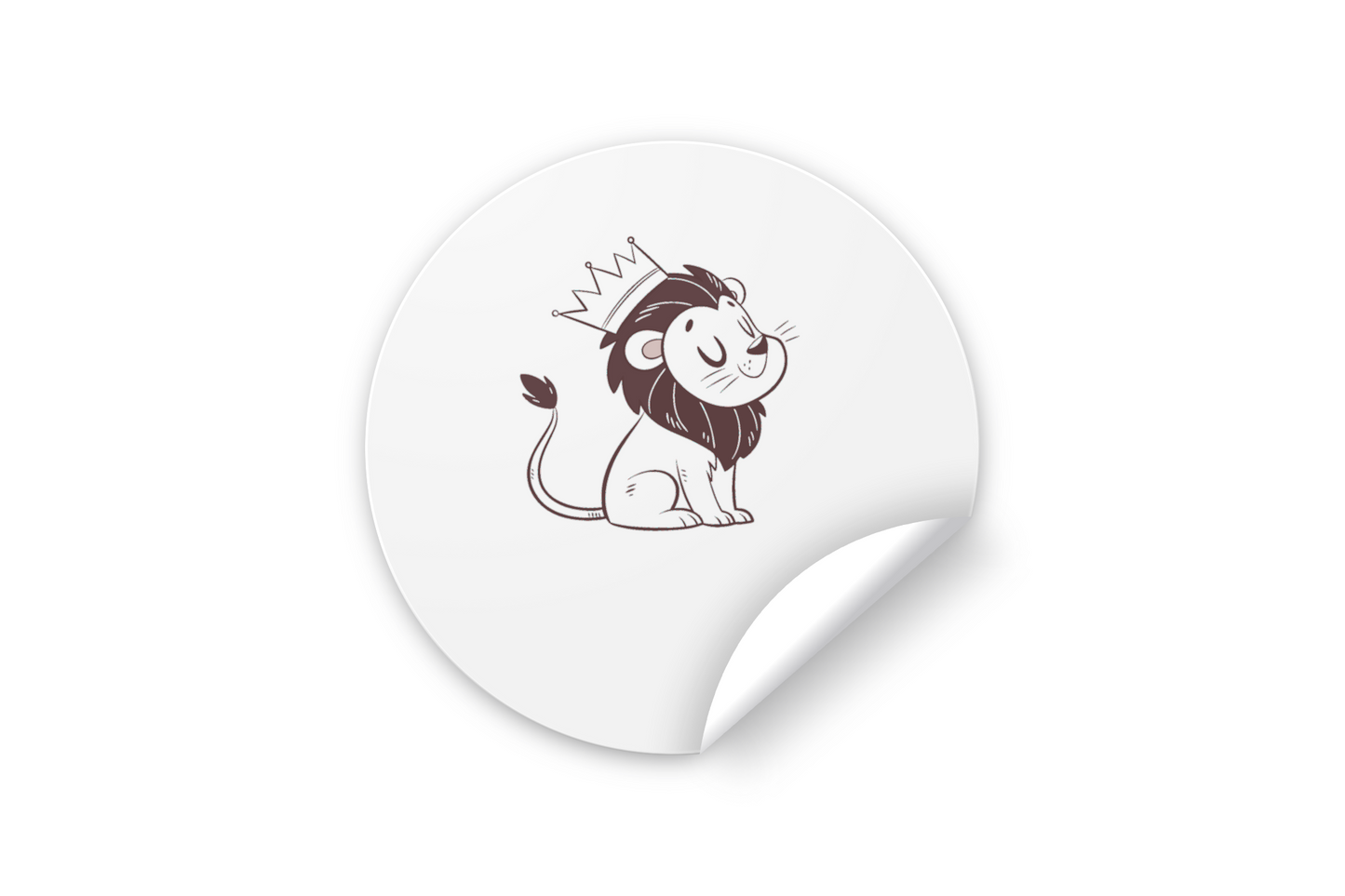 Sticker avec lion couronné joyeux stylisé, ajouté à un fond jungle vibrant