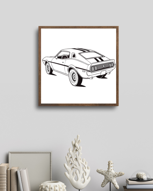 Voiture vintage encadrée pour un look rétro élégant