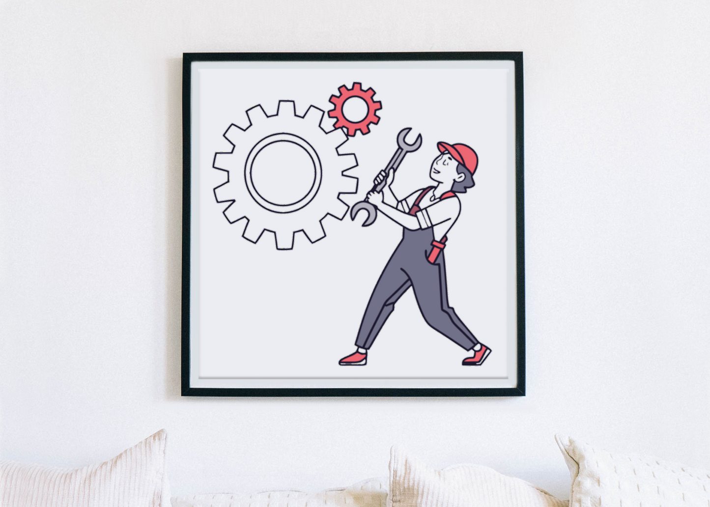 Ingénieur avec Roue Dentée | SVG Moderne | Thème Industriel