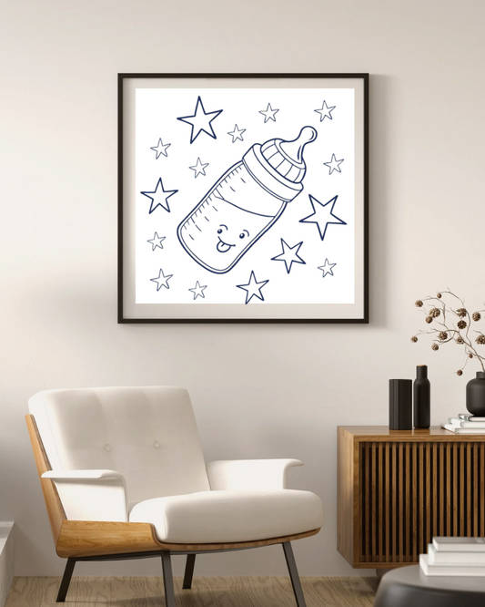 Cadre avec biberon étoiles, pour décorations murales mignonnes