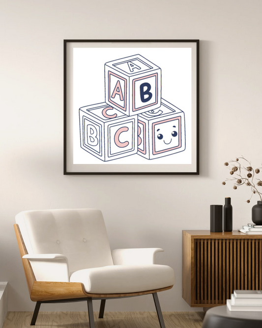 Illustration de blocs bébés kawaii dans un cadre moderne et élégant.