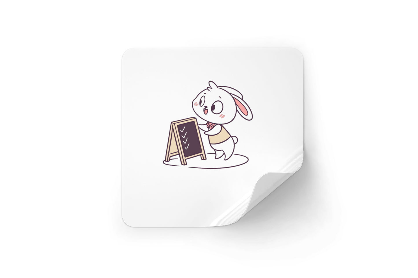 Sticker avec un lapin mignon style kawaii pour l'école et l'éducation