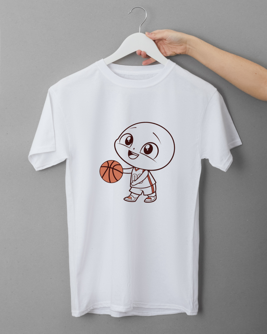T-shirt fun avec un joueur de basket kawaii joyeux