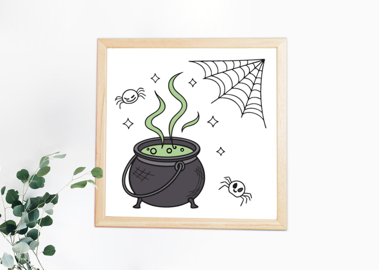 Cadre mystique avec chaudron bouillonnant pour une ambiance Halloween festive