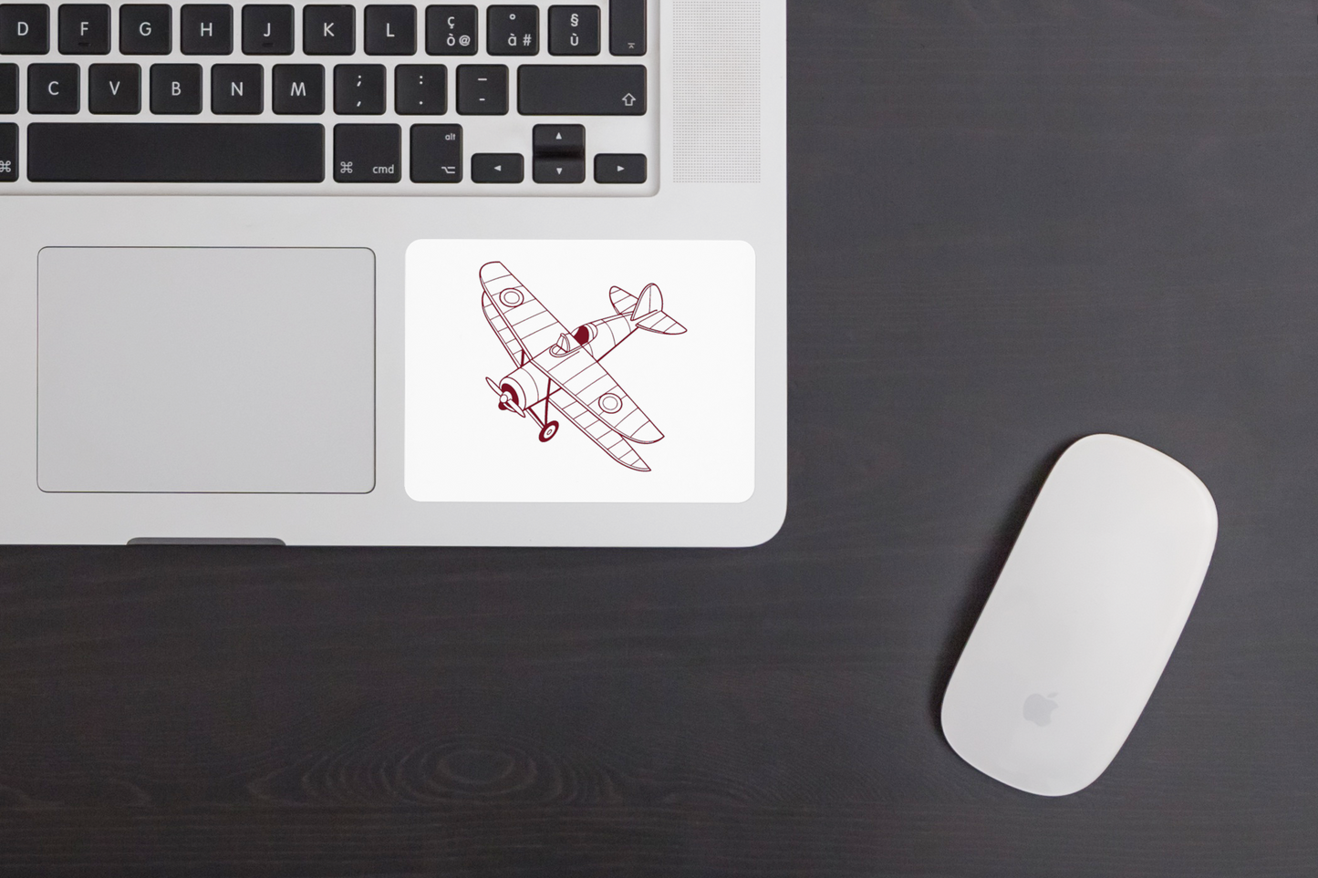 Sticker avec avion rétro en ligne monochrome pour une touche d'aventure aérienne