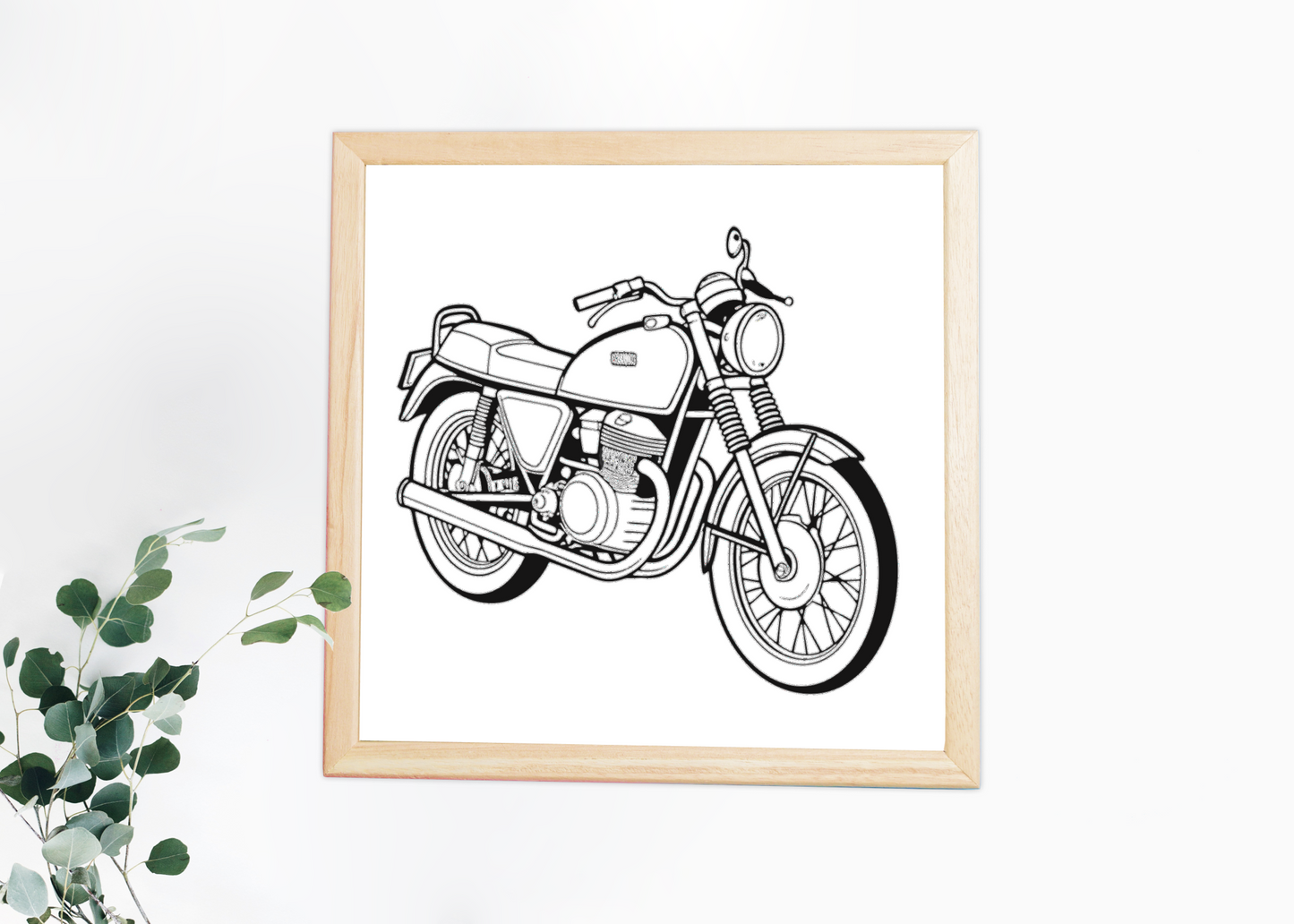 Cadre rétro avec Kawasaki H1 Mach3 pour décoration intérieure élégante.