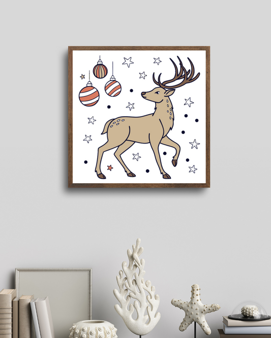 Cadre avec un renne doodle élégant sur le thème de Noël parfait pour votre déco