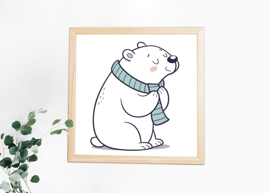 Cadre décoratif avec ours polaire écharpe apportant une touche d'hiver douillet